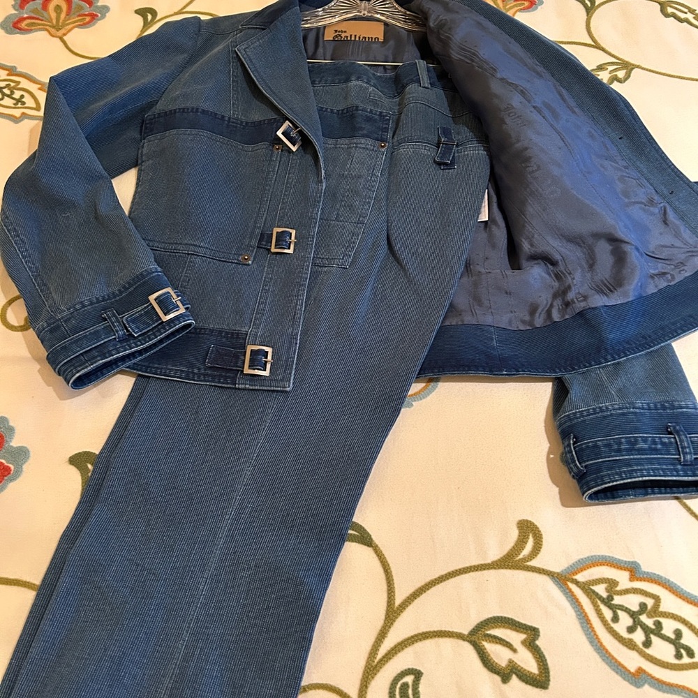 John Galliano Blue two piece jacket and pants size 6